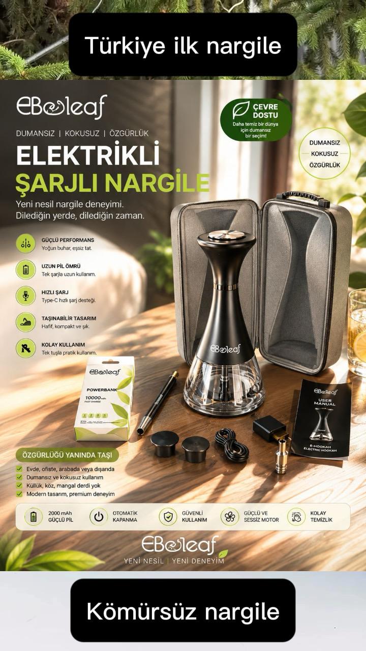 EBeleaf Elektrikli Şarjlı Nargile - Kömürsüz ve Taşınabilir Set