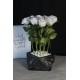 Saksı Çiçek Gümüş Gölgeli Taş Saksı Beyaz Güller 9 Adet Yapay