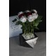Saksı Çiçek Gümüş Gölgeli Taş Saksı Kırmızı & Beyaz Güller 9 Adet Yapaylar