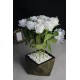 Saksı Çiçek Gold Gölgeli Taş Saksı Beyaz Güller 9 Adet Yapay