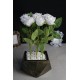 Saksı Çiçek Gold Gölgeli Taş Saksı Beyaz Güller 9 Adet Yapay