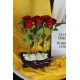 Saksı Özel Model Rose Gölgeli Güller 6 Adet Kırmızı Yapay