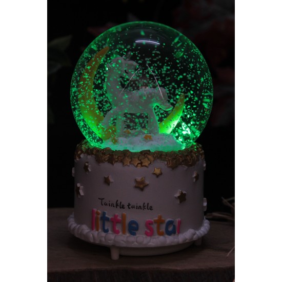 Püskürtmeli Kar Küre Müzikli Işıklı Unicorn Model Büyük Boy Sevgiliye Hediye