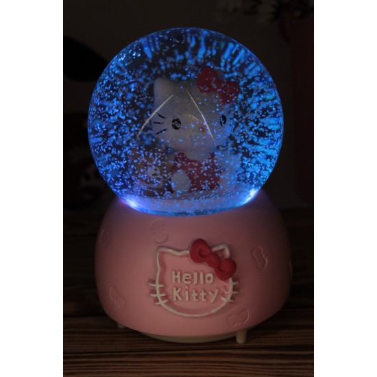 Otomatik Püskürtmeli Kar Küresi Müzikli Işıklı Hello Kitty Yazılı Büyük Boy