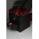 Kırmızı Güller 15 Adet Kutu Dolusu Siyah Çekmeceli & Kar Tanesi Kolye Sevgiliye Hediye