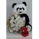 Buket Güller 20 li Cipso Sarmalı Demet Altın Kaplama PapatyaKolye Sevimli Peluş Panda Kaliteli 50 cm