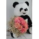 Buket Güller 15 li Cipso Sarmalı Demet Sevimli Peluş Panda Kaliteli 50 cm Sevgiliye Hediye