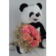 Buket Güller 15 li Cipso Sarmalı Demet Sevimli Peluş Panda Kaliteli 50 cm Sevgiliye Hediye