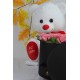 Kutu Dolusu Güller 9 Adet Beyaz Sevimli Peluş Ayıcık 50 cm Hediye Set
