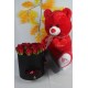 Kutu Dolusu Güller 15 Adet Sevimli Peluş Ayıcık 50 cm Hediye Set