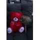 Sevgiliye Sevimli Kırmızı Ayıcık Kaliteli 50 cm Gül & Papatya Cipsolarla Sarılı Buket Set Hediye