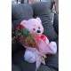 Sevgiliye Hediye Sevimli Pembe Peluş Ayıcık Kalpli 50 Cm Gül & Cipso Sarmalı Romantik ÇiçekDemet Set