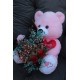 SevimliPembe PeluşAyıcık Kalpli50CmKaliteli Gül&Cipso SarmalıRomantik ÇiçekDemet Set SevgiliyeHediye