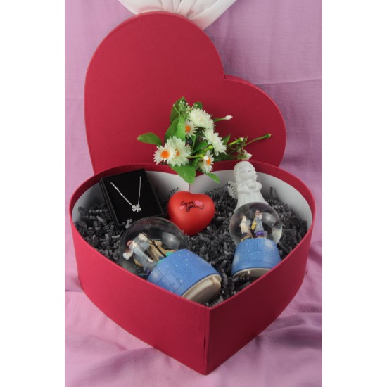Kalp Kutu Dolusu Kar Küreleri Kolye Kalp Işık Melek Biblo Papatya Çiçek Sevgili Hediyeler