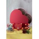 Kalp Kutu Dolusu Kar Küresi Love Işık Kolye Gül Rafya Hediye Sevgiliye Set