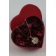 Sevgiliye Hediye Papatya Kolye Altın Kaplama Kalp Kutu Set