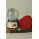 Kış Masalı Püskürtmeli Büyük Boy Kar Küresi Papatyalı Oval Kolye Set Sevgiliye Hediye